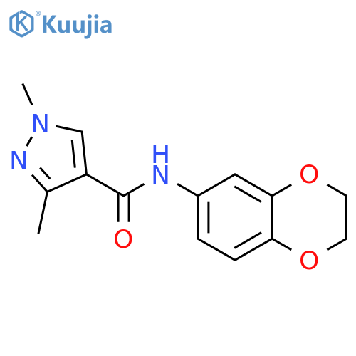 N-(2,3-dihydro-1,4-benzodioxin-6-yl)-1,3-dimethyl-1H-pyrazole-4-carboxamide structure