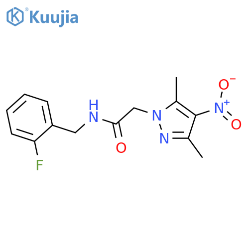2-(3,5-dimethyl-4-nitro-1H-pyrazol-1-yl)-N-(2-fluorobenzyl)acetamide structure
