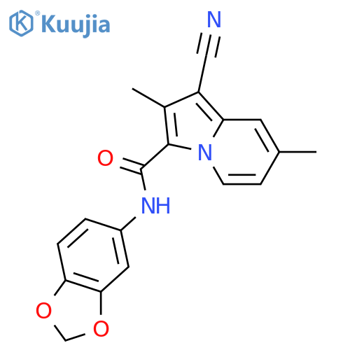 3-INDOLIZINECARBOXAMIDE, N-1,3-BENZODIOXOL-5-YL-1-CYANO-2,7-DIMETHYL- structure