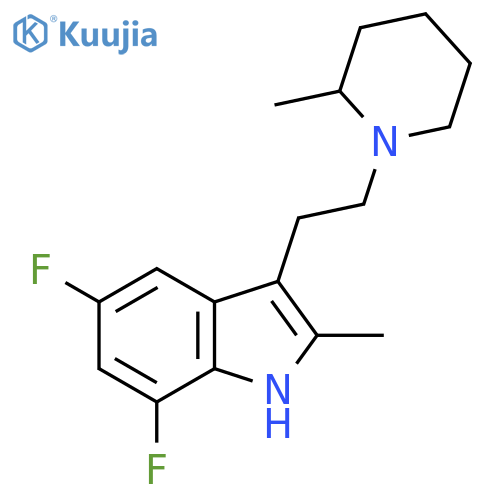 1H-Indole, 5,7-difluoro-2-methyl-3-[2-(2-methyl-1-piperidinyl)ethyl]- structure