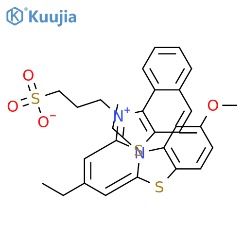 3-(2-{(1E)-2-[(E)-(3-ethyl-5-methoxy-1,3-benzothiazol-2(3H)-ylidene)methyl]but-1-en-1-yl}naphtho[1,2-d][1,3]thiazol-1-ium-1-yl)propane-1-sulfonate structure