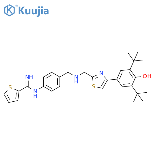 2-Thiophenecarboximidamide,N-[4-[[[[4-[3,5-bis(1,1-dimethylethyl)-4-hydroxyphenyl]-2-thiazolyl]methyl]amino]methyl]phenyl]- structure