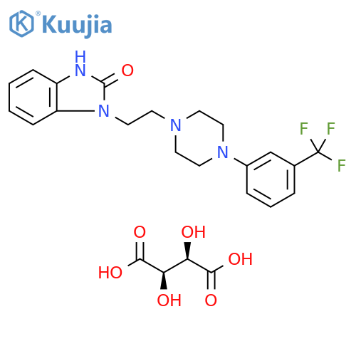 2H-Benzimidazol-2-one,1,3-dihydro-1-[2-[4-[3-(trifluoromethyl)phenyl]-1-piperazinyl]ethyl]-,(2R,3R)-2,3-dihydroxybutanedioate structure