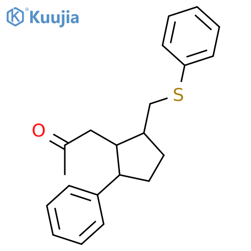 2-Propanone, 1-[(1R,2S,5S)-2-phenyl-5-[(phenylthio)methyl]cyclopentyl]-, rel- structure