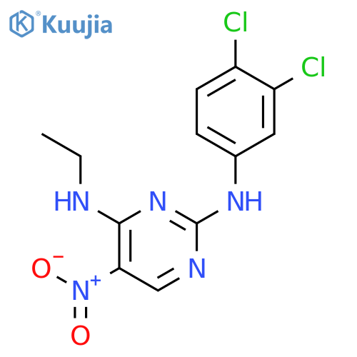2,4-PYRIMIDINEDIAMINE, N2-(3,4-DICHLOROPHENYL)-N4-ETHYL-5-NITRO- structure