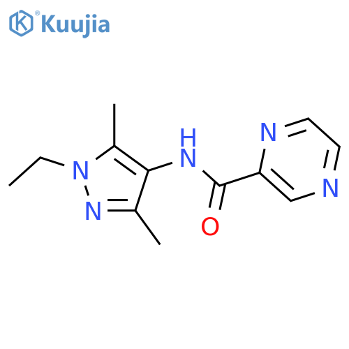 N-(1-ethyl-3,5-dimethyl-1h-pyrazol-4-yl)-2-pyrazinecarboxamide structure