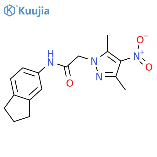<br>N-(2,3-dihydro-1H-inden-5-yl)-2-(3,5-dimethyl-4-nitro-1H-pyrazol-1-yl)aceta mide structure