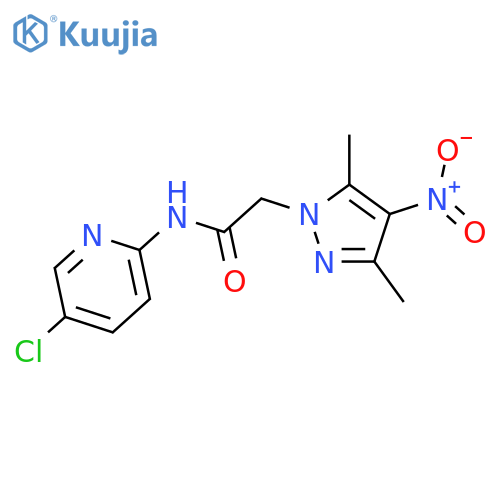 N-(5-chloro-2-pyridinyl)-2-{4-nitro-3,5-dimethyl-1H-pyrazol-1-yl}acetamide structure