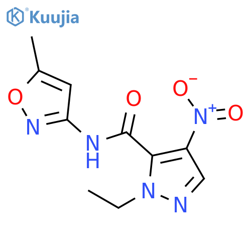 1-ethyl-4-nitro-N-(5-methyl-3-isoxazolyl)-1H-pyrazole-5-carboxamide structure