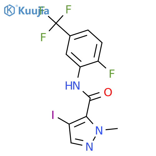 <br>4-Iodo-2-methyl-2H-pyrazole-3-carboxylic acid (2-fluoro-5-trifluoromethyl-p henyl)-amide structure