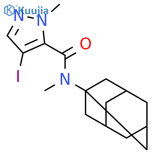 4-Iodo-2-methyl-2H-pyrazole-3-carboxylic acid adamantan-1-yl-methyl-amide structure