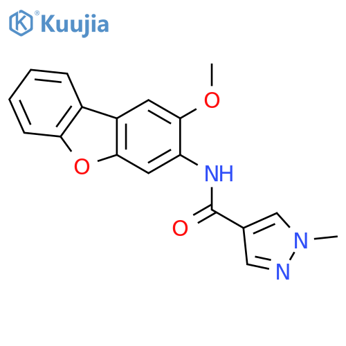 1-Methyl-1H-pyrazole-4-carboxylic acid (2-methoxy-dibenzofuran-3-yl)-amide structure
