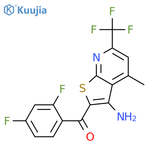 <br>(3-Amino-4-methyl-6-trifluoromethyl-thieno[2,3-b]pyridin-2-yl)-(2,4-difluor o-phenyl)-methanone structure