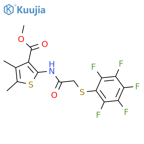 <br>methyl 4,5-dimethyl-2-({[(2,3,4,5,6-pentafluorophenyl)sulfanyl]acetyl}amino )-3-thiophenecarboxylate structure
