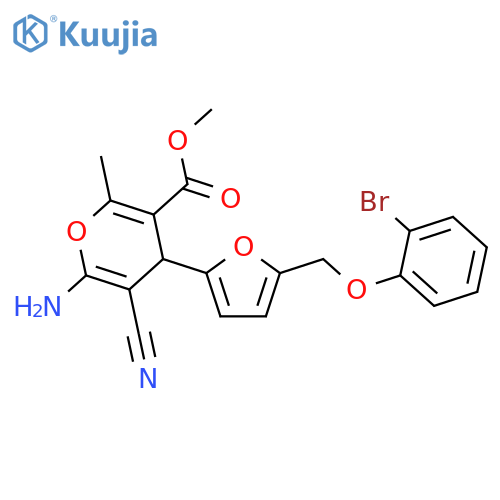 <br>methyl 6-amino-4-{5-[(2-bromophenoxy)methyl]-2-furyl}-5-cyano-2-methyl-4H-p yran-3-carboxylate structure