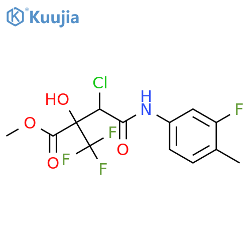 <br>3-Chloro-N-(3-fluoro-4-methyl-phenyl)-2-hydroxy-2-trifluoromethyl-succinami c acid methyl ester structure
