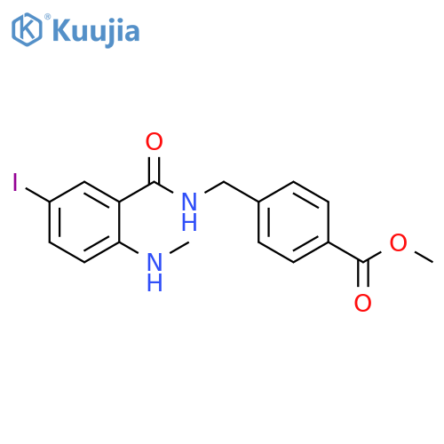 Benzoic acid, 4-[[[5-iodo-2-(methylamino)benzoyl]amino]methyl]-,methyl ester structure