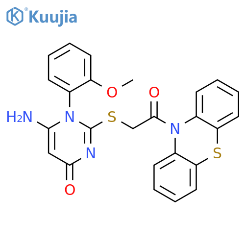 <br>6-Amino-1-(2-methoxy-phenyl)-2-(2-oxo-2-phenothiazin-10-yl-ethylsulfanyl)-1 H-pyrimidin-4-one structure