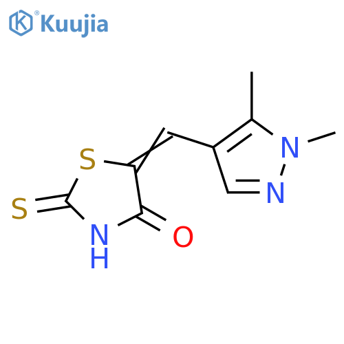 (5E)-5-(1,5-dimethyl-1H-pyrazol-4-yl)methylidene-2-sulfanylidene-1,3-thiazolidin-4-one structure