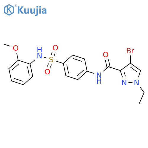 <br>4-bromo-1-ethyl-N-(4-{[(2-methoxyphenyl)amino]sulfonyl}phenyl)-1H-pyrazole- 3-carboxamide structure