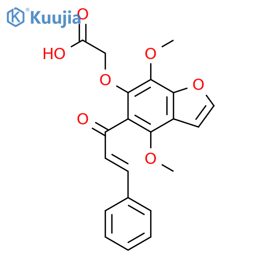 ({4,7-dimethoxy-5-[(2E)-3-phenylprop-2-enoyl]-1-benzofuran-6-yl}oxy)acetic acid structure