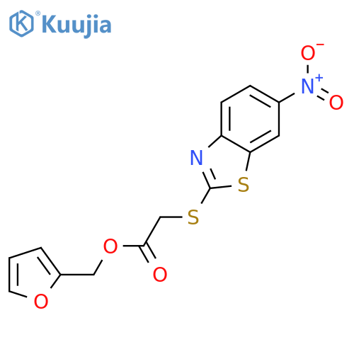 Acetic acid, [(6-nitro-2-benzothiazolyl)thio]-, 2-furanylmethyl ester structure