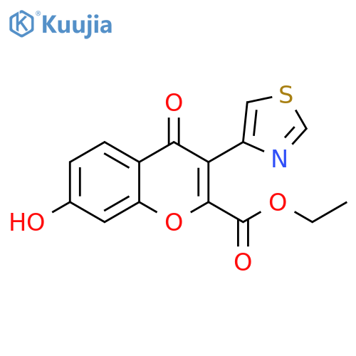 4H-1-Benzopyran-2-carboxylic acid, 7-hydroxy-4-oxo-3-(4-thiazolyl)-,ethyl ester structure