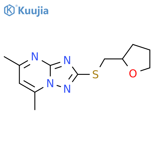 [1,2,4]Triazolo[1,5-a]pyrimidine,5,7-dimethyl-2-[[(tetrahydro-2-furanyl)methyl]thio]- structure