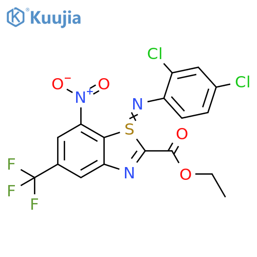 2-Benzothiazolecarboxylic acid, 1-[(2,4-dichlorophenyl)imino]-1,1-dihydro-7-nitro-5-(trifluoromethyl)-, ethyl ester (9CI) structure