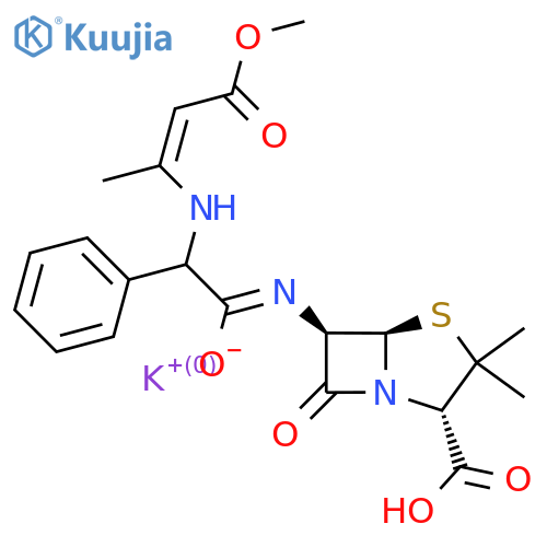 potassium [2S-(2alpha,5alpha,beta)]-6-[[[(3-methoxy-1-methyl-3-oxoprop-1-enyl)amino]phenylacetyl]amino]-3,3-dimethyl-7-oxo-4-thia-1-azabicyclo[3.2.0]heptane-2-carboxylate structure