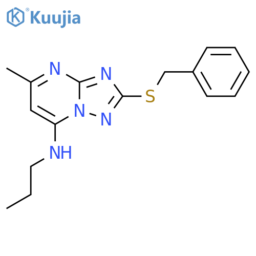 [1,2,4]Triazolo[1,5-a]pyrimidin-7-amine,5-methyl-2-[(phenylmethyl)thio]-N-propyl- structure