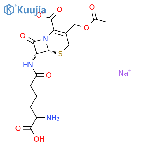 5-Thia-1-azabicyclo[4.2.0]oct-2-ene-2-carboxylic acid,3-[(acetyloxy)methyl]-7-[[(5R)-5-amino-5-carboxy-1-oxopentyl]amino]-8-oxo-, monosodium salt, (6R,7R)- structure