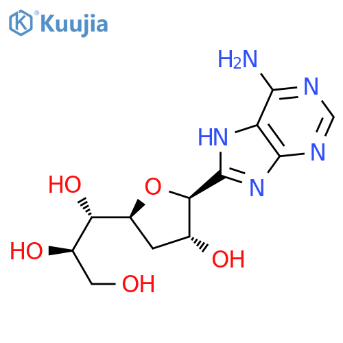 (1S)-1-(6-amino-7H-purin-8-yl)-1,4-anhydro-3-deoxy-D-erythro-pentitol structure