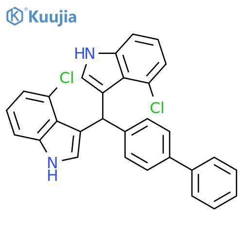 1H-Indole, 3,3'-([1,1'-biphenyl]-4-ylmethylene)bis[4-chloro- structure