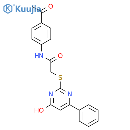 N-(4-acetylphenyl)-2-(6-oxo-4-phenyl-1,6-dihydropyrimidin-2-yl)sulfanylacetamide structure