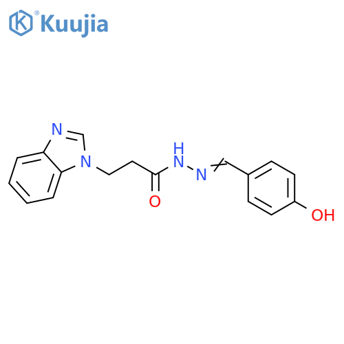 3-(1H-1,3-benzodiazol-1-yl)-N'-(1E)-(4-hydroxyphenyl)methylidenepropanehydrazide structure