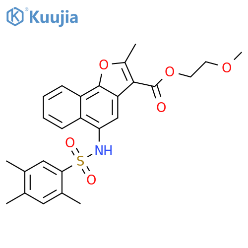 2-methoxyethyl 2-methyl-5-(2,4,5-trimethylbenzenesulfonamido)naphtho1,2-bfuran-3-carboxylate structure