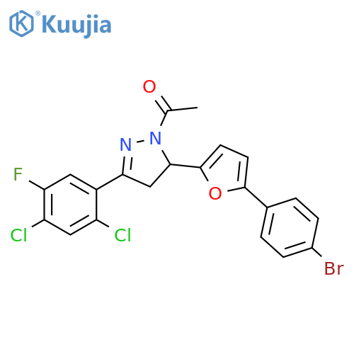 1H-Pyrazole,1-acetyl-5-[5-(4-bromophenyl)-2-furanyl]-3-(2,4-dichloro-5-fluorophenyl)-4,5-dihydro- structure