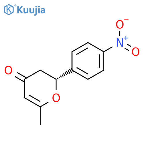 4H-Pyran-4-one, 2,3-dihydro-6-methyl-2-(4-nitrophenyl)-, (2R)- structure