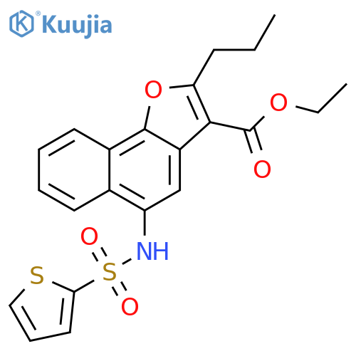 ethyl 2-propyl-5-(thiophene-2-sulfonamido)naphtho1,2-bfuran-3-carboxylate structure