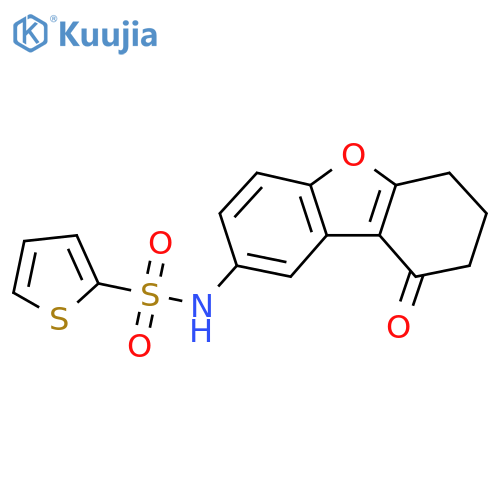 N-{13-oxo-8-oxatricyclo7.4.0.0^{2,7}trideca-1(9),2(7),3,5-tetraen-4-yl}thiophene-2-sulfonamide structure