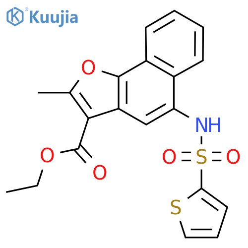 ethyl 2-methyl-5-(thiophene-2-sulfonamido)naphtho1,2-bfuran-3-carboxylate structure