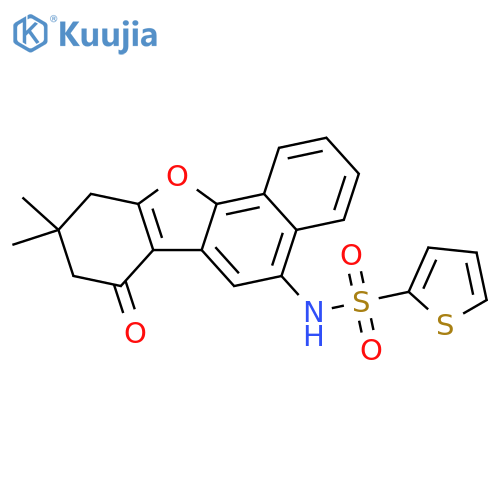 N-{14,14-dimethyl-12-oxo-17-oxatetracyclo8.7.0.0^{2,7}.0^{11,16}heptadeca-1,3,5,7,9,11(16)-hexaen-8-yl}thiophene-2-sulfonamide structure