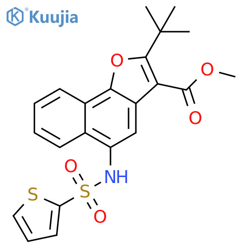 methyl 2-tert-butyl-5-(thiophene-2-sulfonamido)naphtho1,2-bfuran-3-carboxylate structure
