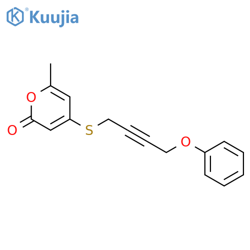 2H-PYRAN-2-ONE, 6-METHYL-4-[(4-PHENOXY-2-BUTYNYL)THIO]- structure