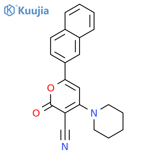 2H-Pyran-3-carbonitrile, 6-(2-naphthalenyl)-2-oxo-4-(1-piperidinyl)- structure