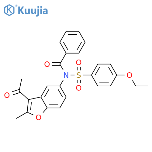 N-(3-acetyl-2-methyl-1-benzofuran-5-yl)-N-(4-ethoxybenzenesulfonyl)benzamide structure