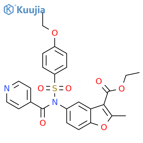 ethyl 5-N-(4-ethoxybenzenesulfonyl)pyridine-4-amido-2-methyl-1-benzofuran-3-carboxylate structure