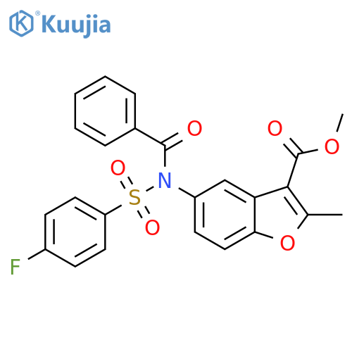 methyl 5-N-(4-fluorobenzenesulfonyl)benzamido-2-methyl-1-benzofuran-3-carboxylate structure