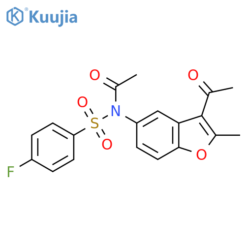 N-(3-acetyl-2-methyl-1-benzofuran-5-yl)-N-(4-fluorobenzenesulfonyl)acetamide structure